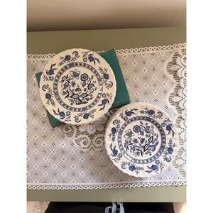J&G Meakin Blue Nordic Salad Plates Set of 12 Scalloped English Ironstone 6.75in